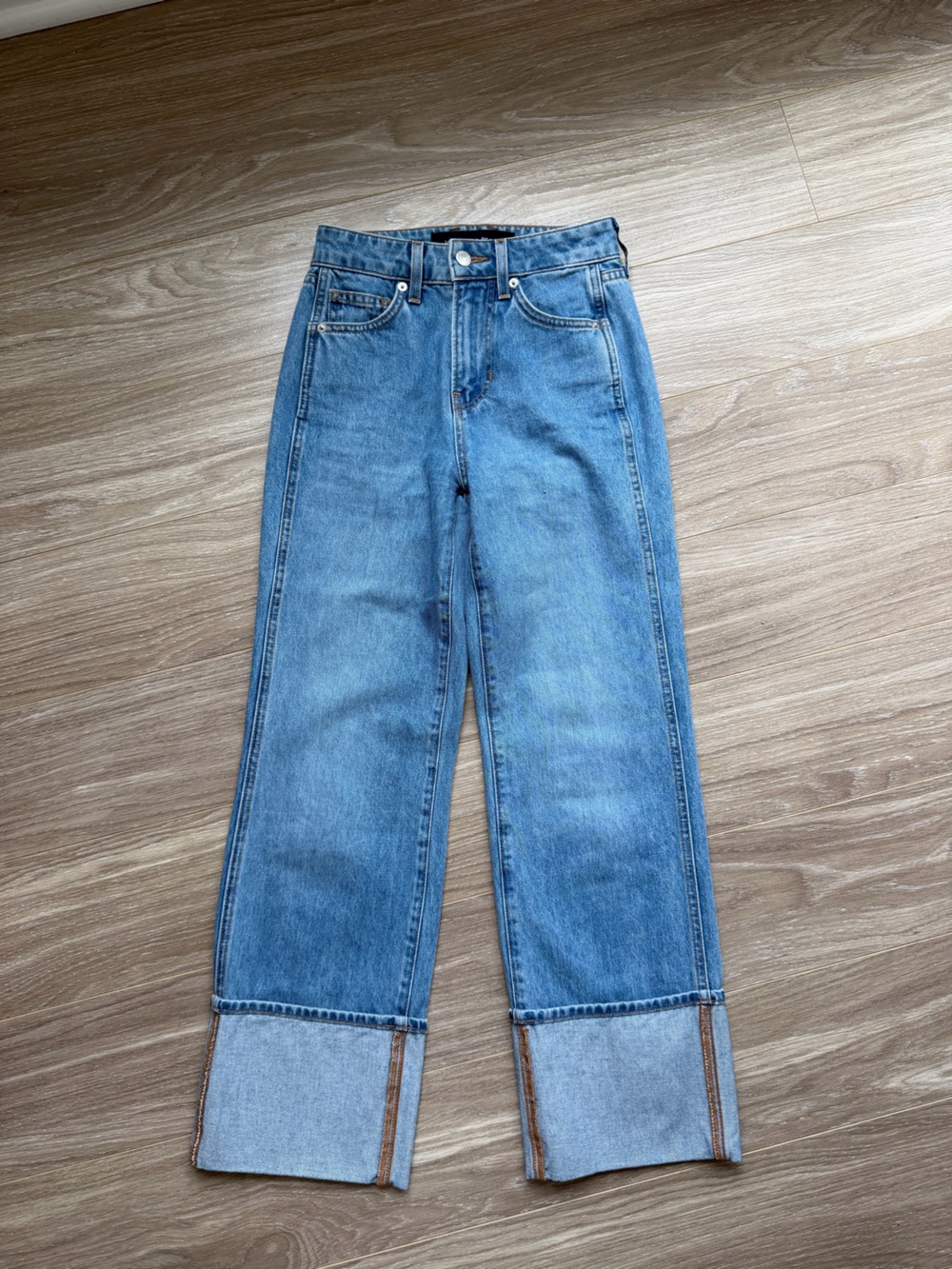 Veronica Beard Dylan Cuffed High Waist Relaxed Straight Leg Jeans Sz 23
